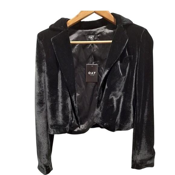 O.A.T Black Velvet Cropped Blazer – Small, Party/Goth/New With Tags - Picture 1 of 4